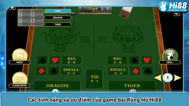 Các tính năng và ưu điểm của game bài Rồng Hổ Hi88