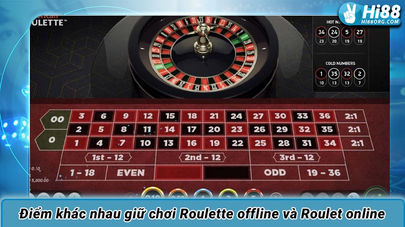 Điểm khác nhau giữ chơi Roulette offline và Roulet online