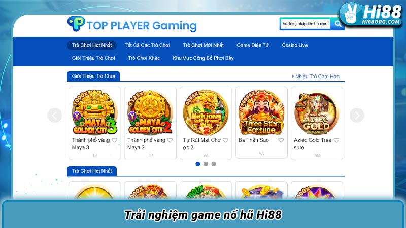 Trải nghiệm game nổ hũ Hi88