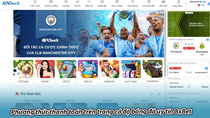 Phương thức thanh toán trên trang cá độ bóng đá uy tín 8xBet